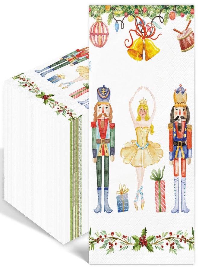 IANFEPH 100PCS Christmas Napkins Disposable Watercolor Nutcracker Paper Napkins 3 Ply Decorative Paper Hand Towels for Bathroom Winter Xmas Guest Napkins for Winter Holiday Christmas Cocktail Party - Image 1